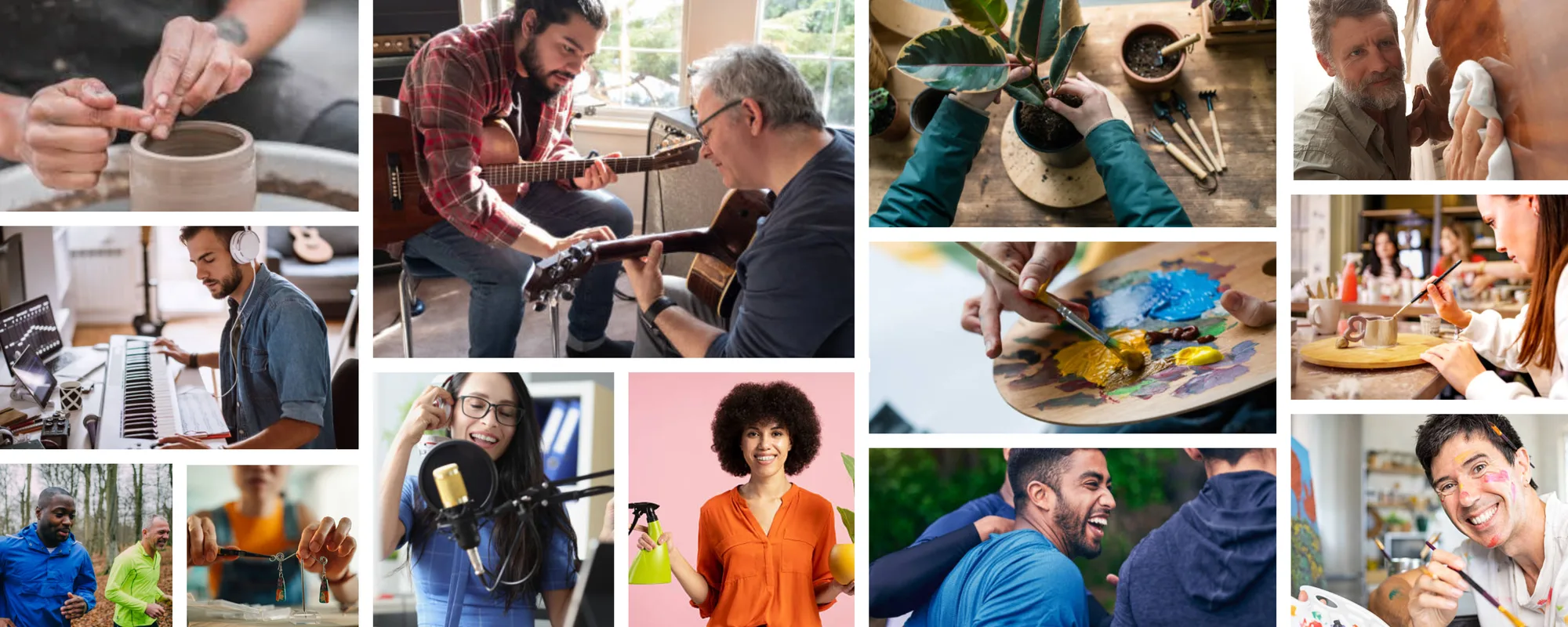 A collage of pottery, crafts and creative making activities